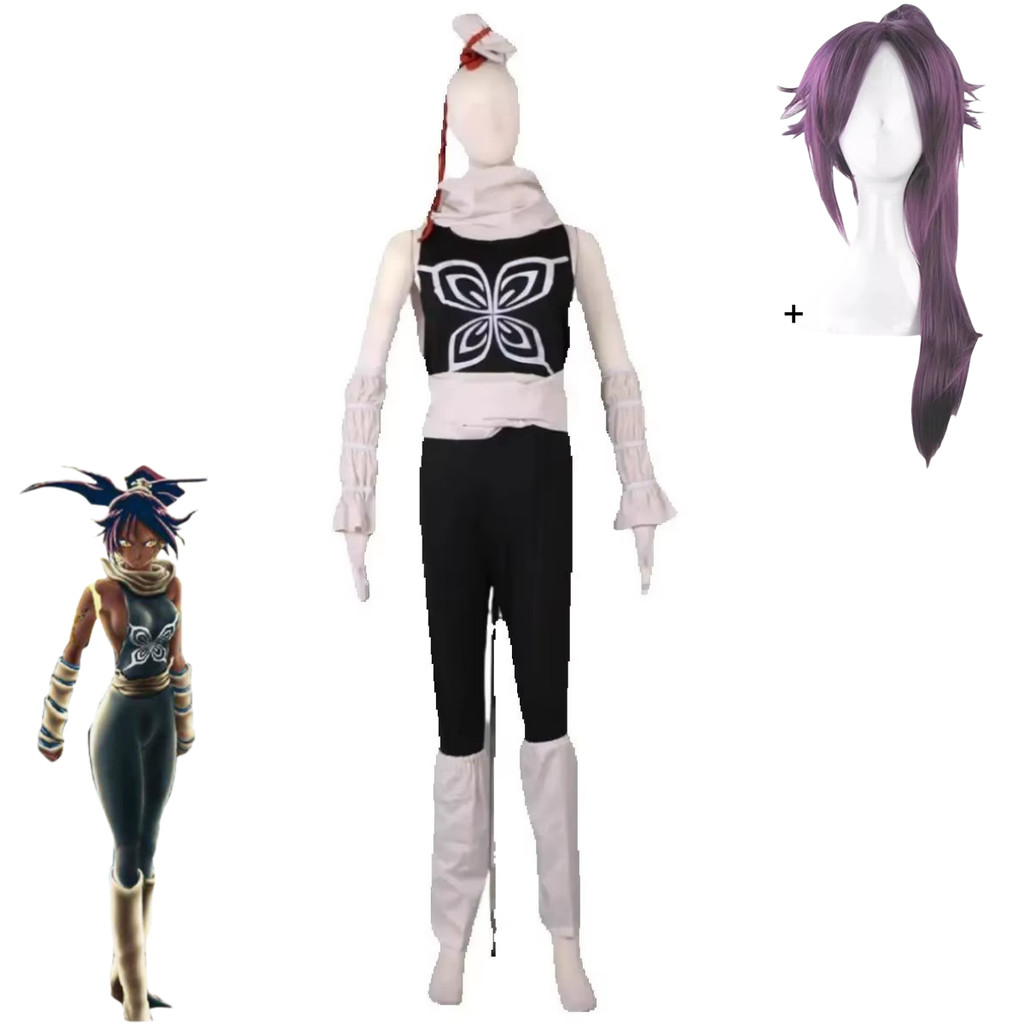 Anime Bleach Shihouin Yoruichi Cosplay Costume Soi Fon Black Jumpsuits Uniform Scarf Wig Woman Sexy 