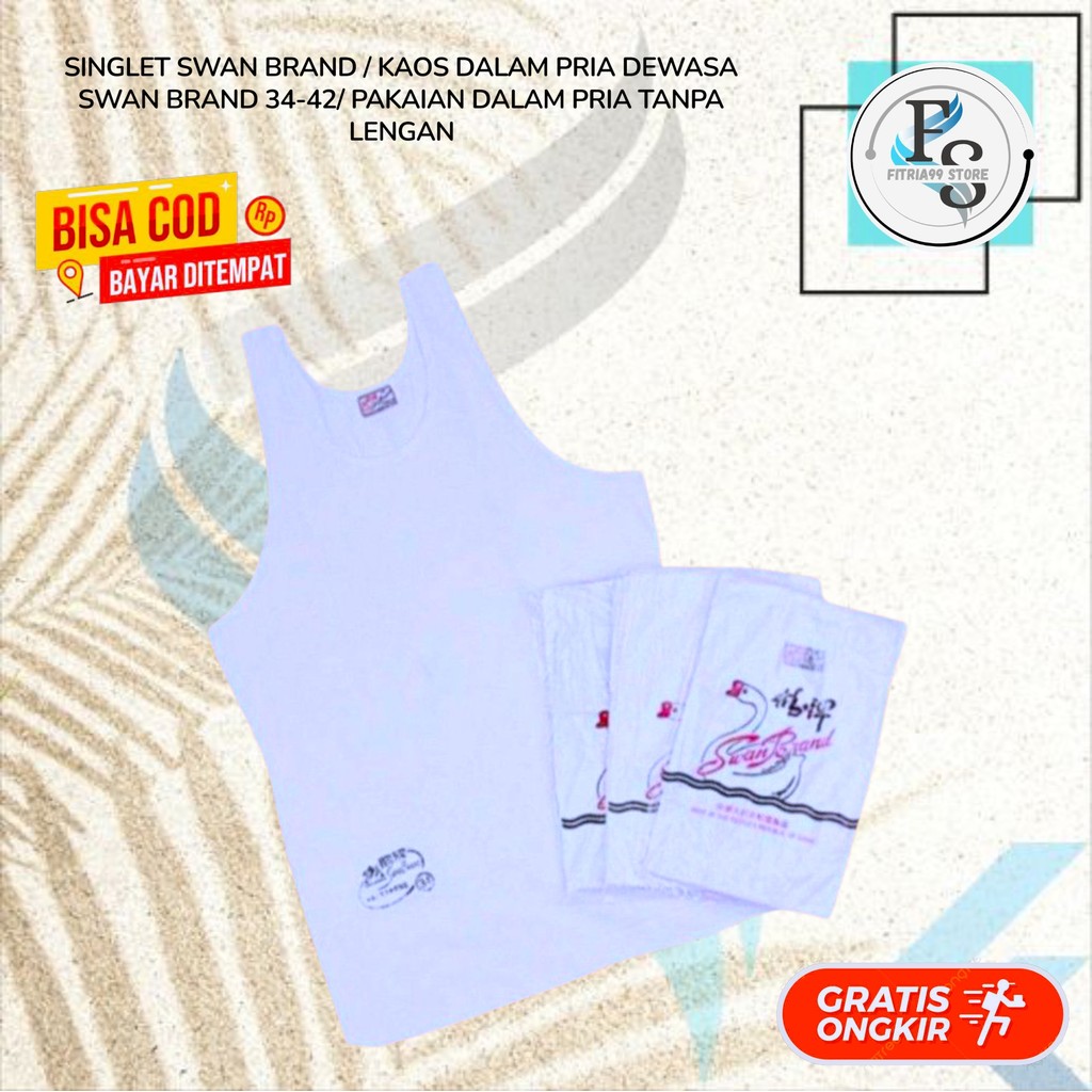 SINGLET SWAN BRAND / KAOS DALAM PRIA DEWASA SWAN BRAND 34-42/ PAKAIAN DALAM PRIA TANPA LENGAN