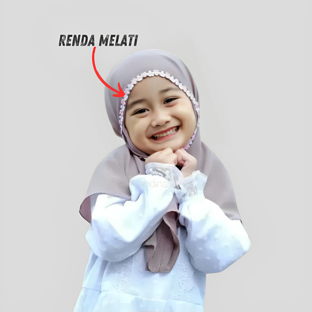 ihsn  -hijab bergo renda melati anak / jilbab bergo melati anak 3-11th/kerudung anak sekolah