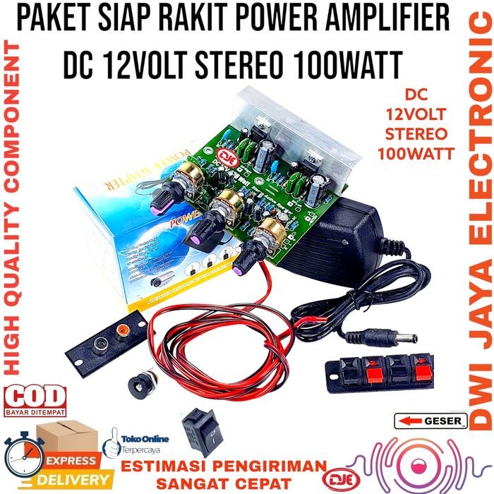 Paket Siap Rakit Power Amplifier DC 12Volt Stereo 100Watt Miniatur CVJA