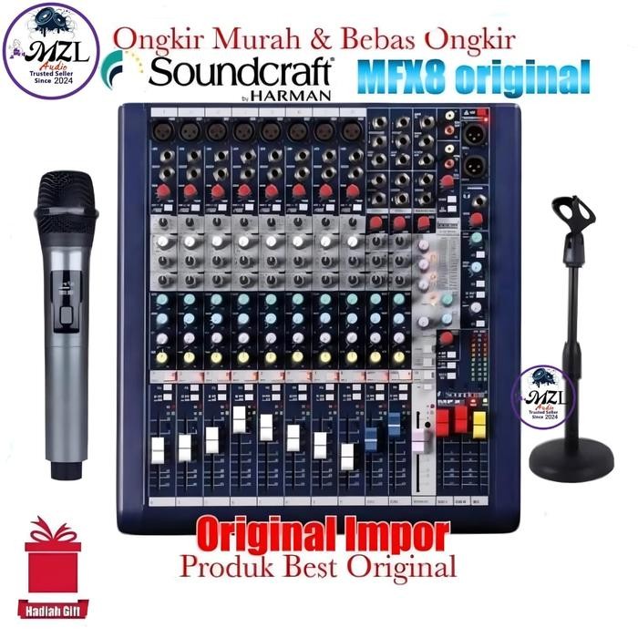 Mixer Audio 8 channel Soundcraft Mfx8new Original Impor efek Lixicon