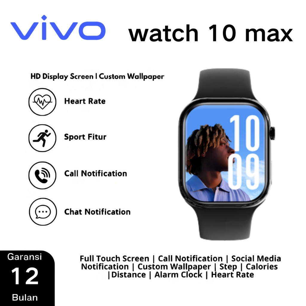 Original VIVO Smartwatch 10 Pro MAX with 2.1" HD AMOLED Display GPS NFC Waterproof Bluetooth Call Sm