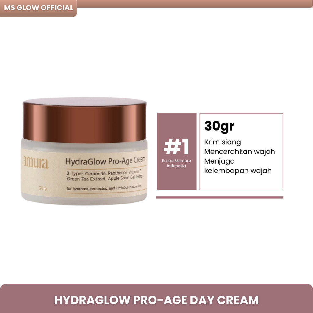 GRATIS ONGKIR Amura HydraGlow Pro-Age Day Cream 30g Krim Malam Wajah Glowing 3X Ceramide Memperkuat 
