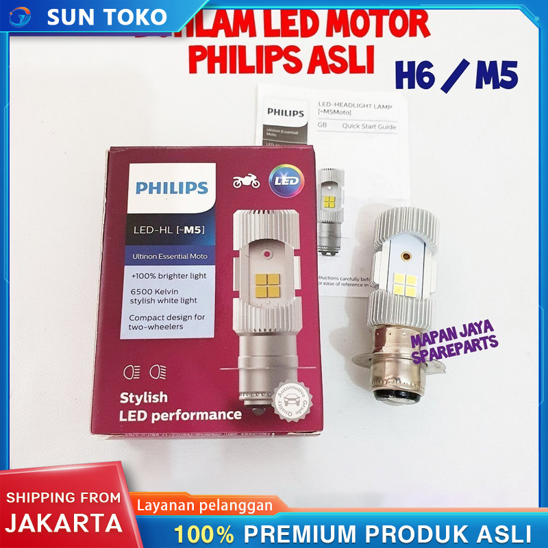 【ORIGINAL Philips 100%】 Lampu motor philips Philips philips m5 led Lampu utama led h6 Lampu led depa