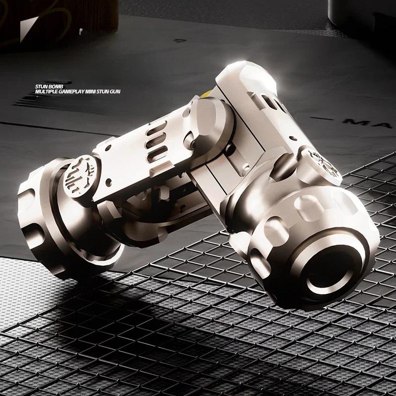 Mini Pistol Toy Gun with Ejectable Shells - Stun Grenade Fidget Spinner for Stress Relief - Cool Gif