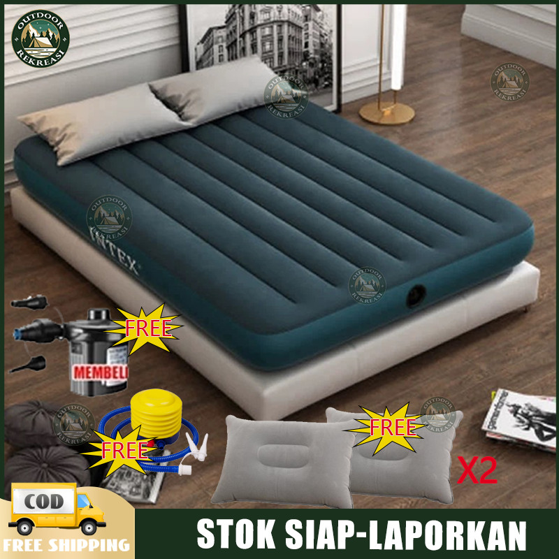 Kasur Angin  Air Bed Double Kasur Angin Bestway + pompa manual Bestway Paket Kasur Angin Double Biru