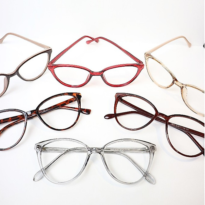 GOMAX CATCHY FRAME - Kacamata Semi Cat Eye Oval, Kacamata Wanita, Lensa Minus Silinder Antiradiasi B