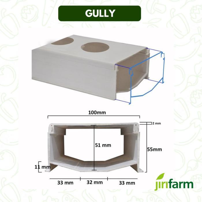 JIRIFARM - Gully / Talang Hidroponik Trapesium Food Grade Import per Meter - Gully