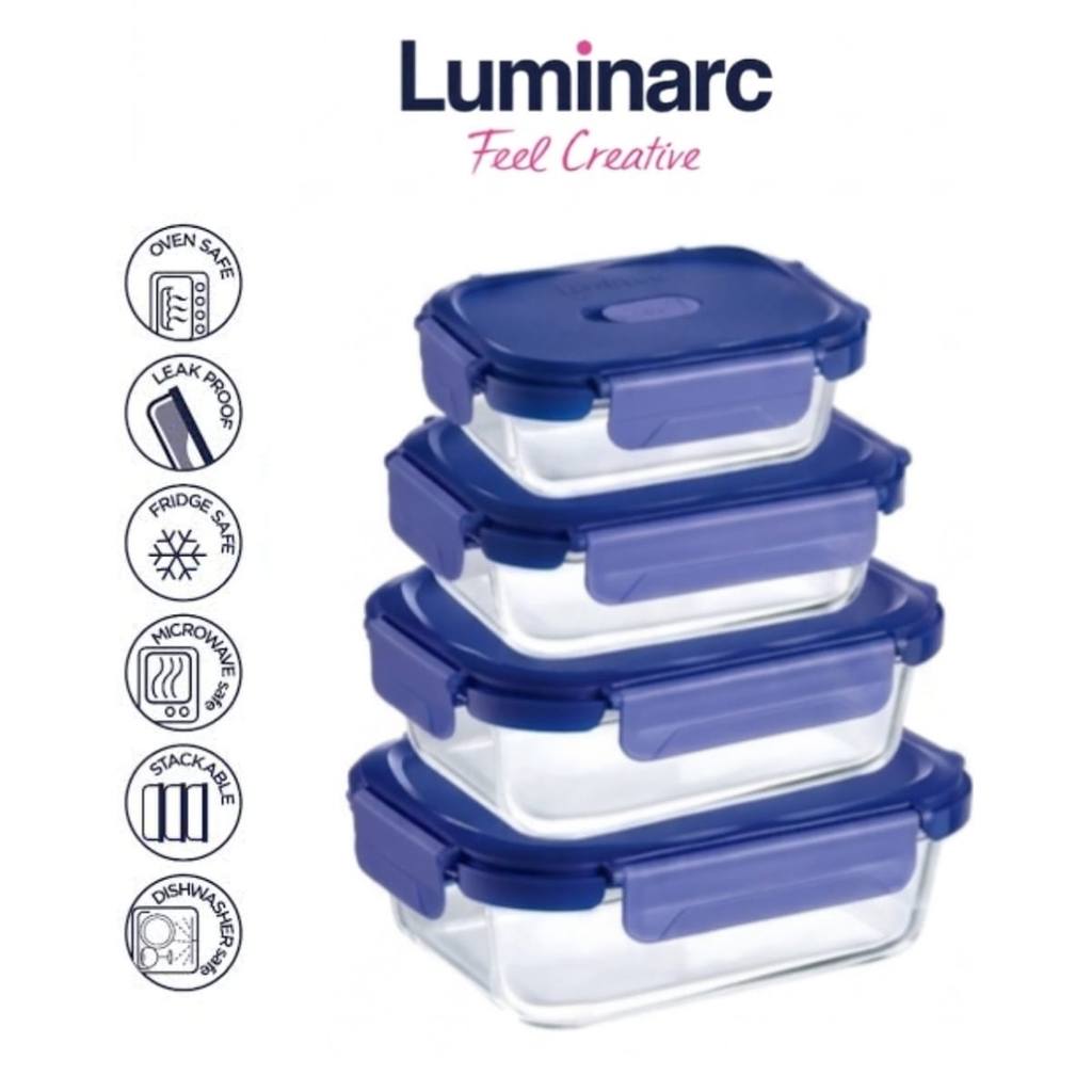 Kotak Kaca Luminarc Food Container Rectangular Boro Putina Pure Box - 1pc