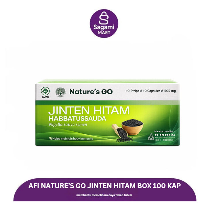 Nature's GO Jinten Hitam Habbatussauda Nigella Sativa Extract BOX isi 100 KAPSUL AFI FARMA