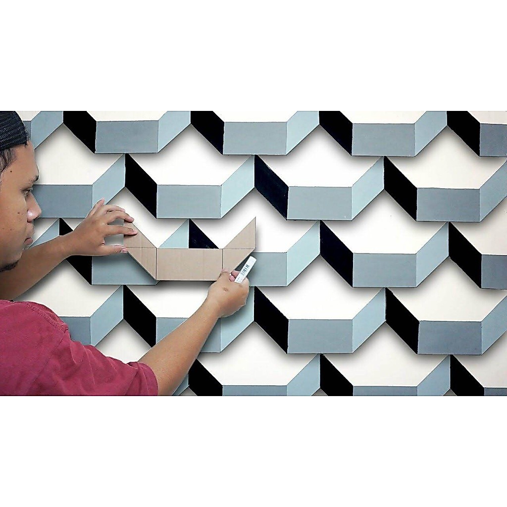Pola cat dinding 3D / mal untuk mengecat motif 3D / alat hiasan cat tembok 3D bukan stiker dinding w