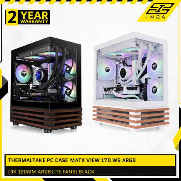 THERMALTAKE PC CASE MATX VIEW 170 WS ARGB (3X 120MM ARGB LITE FANS) BLACK/SNOW WHITE