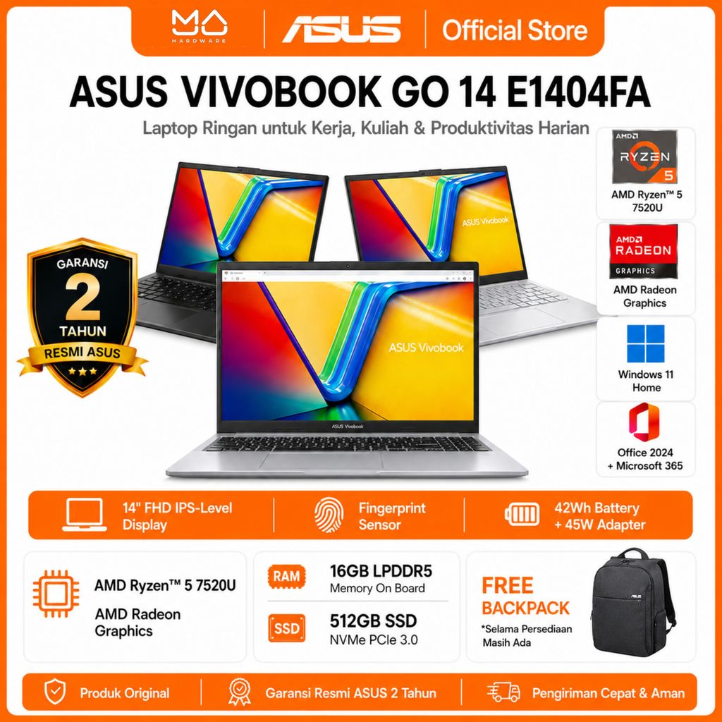 ASUS E1404FA VIPS5154M VIPS5155M VIPS5156M R5 40/16GB/512GB/14" FHD/W11 Vivobook Go 14