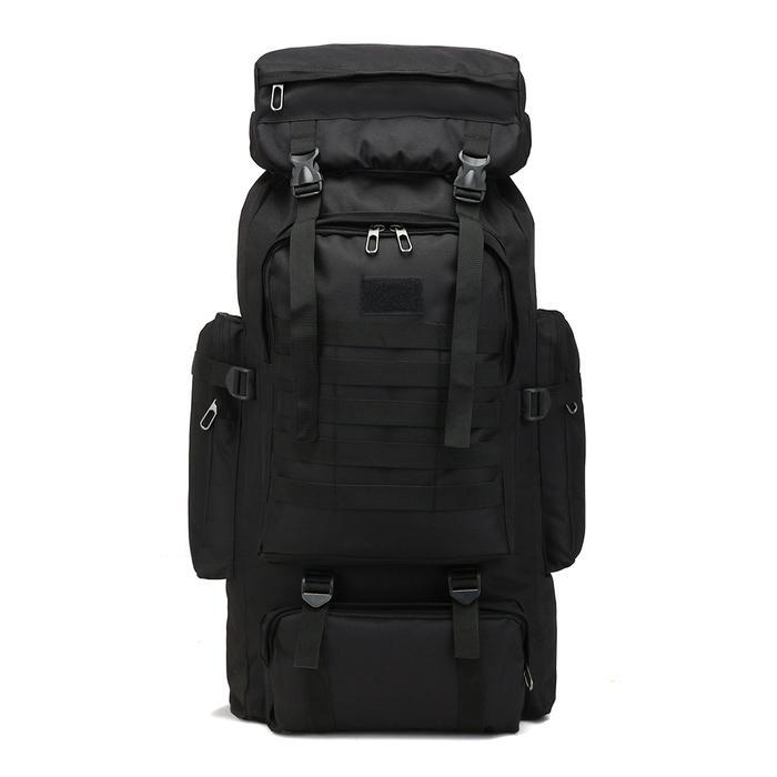Tas Gunung Ransel Taktis Militer Hiking Camping Oxford Waterproof 80 L - Hitam