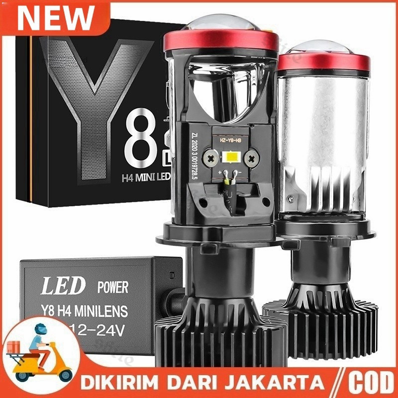 (Dikirim Dari Jakarta) 2pcs LAMPU LED MINI PROJECTOR PROJIE H4 Y7D SUPER BRIGHT MOBIL MOTOR / mini p