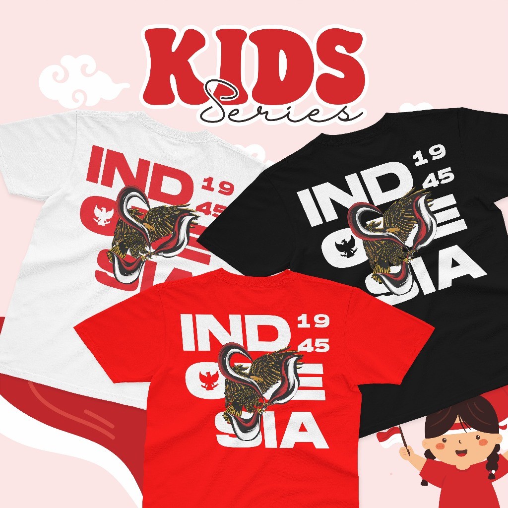 Kaos Anak Laki-laki Perempuan Indonesia Merdeka "Indo Garuda Anak" /Kaos Indonesia / Anak/Kaos Agust