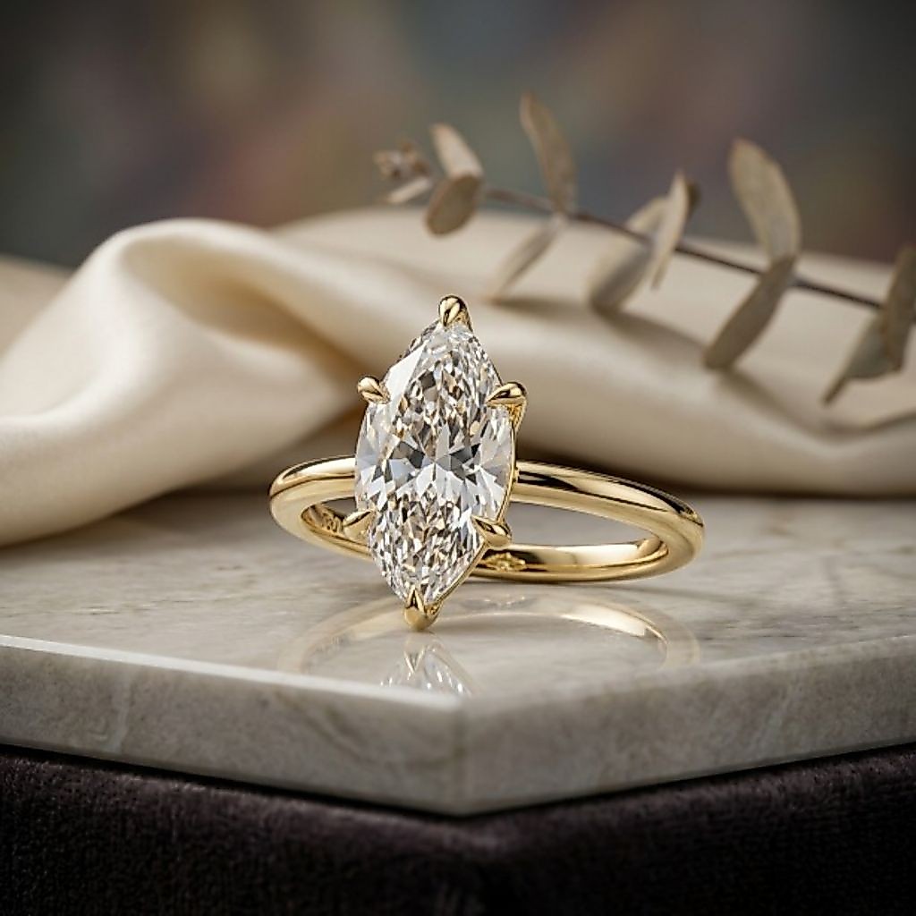 Cincin Diamond Marquise Wanita Suasa Lapis Emas Kuningan Gold Rosegold Silver Custom - JND Jewellery