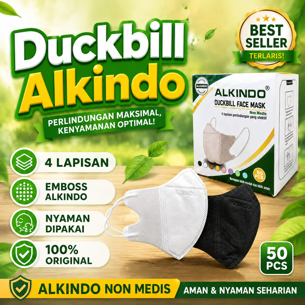 Duckbill Alkindo - Masker Duckbill - Masker Alkindo Duckbill 50 Pcs - Masker Duckbill 50 Pcs Tebal