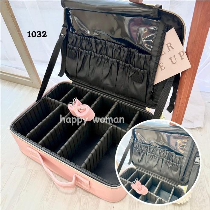 lv Tas Kosmetik Beauty Case Tempat Make Up Box Kotak Perhiasan Organizer - PinkLeather1032