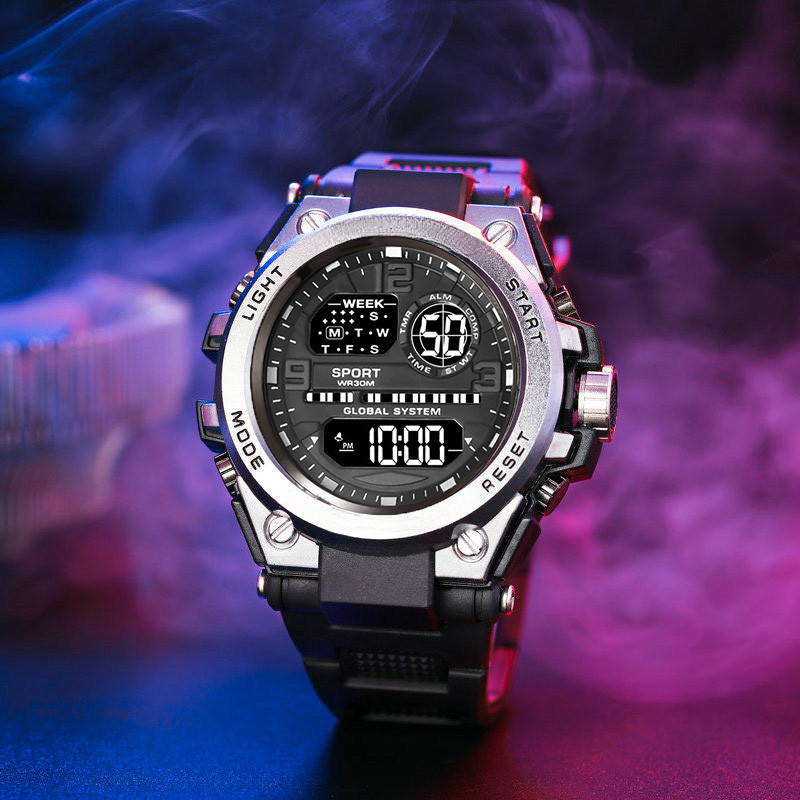 recommended jam tangan digital pria jam alarm multi-fungsi jam tangan waktu tanggal jam tangan