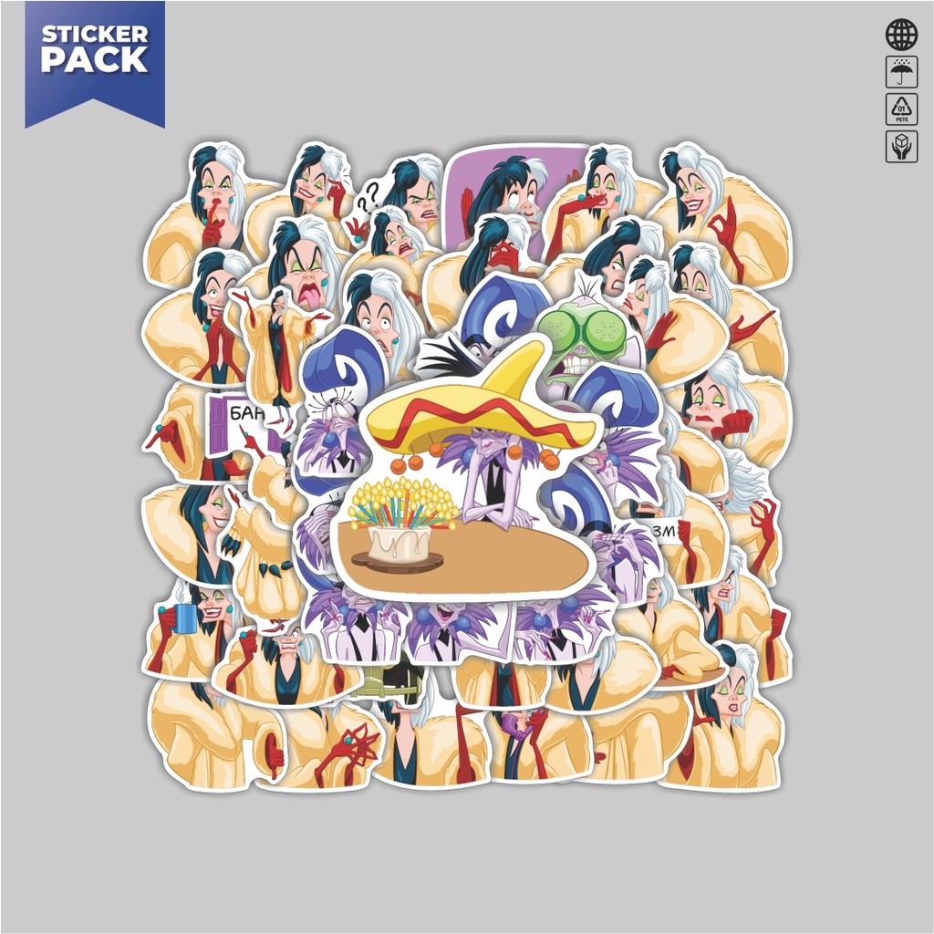 

[100PCS]Stiker Pack Stiker Karakter Cruella de Vil Aesthetic Vinyl Anti Air Dekorasi Sticker Laptop Buku Journal Koper Helm Casing HP Gitar Helm Skateboard