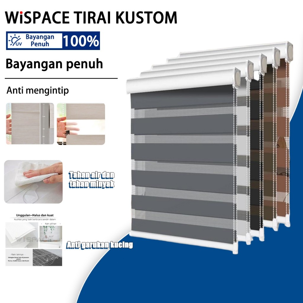 Roller Blind Zebra Tirai Zebra Roller Blind Jendela Blackout Blind 2 Layer Blokir Cahaya 100% Tirai 