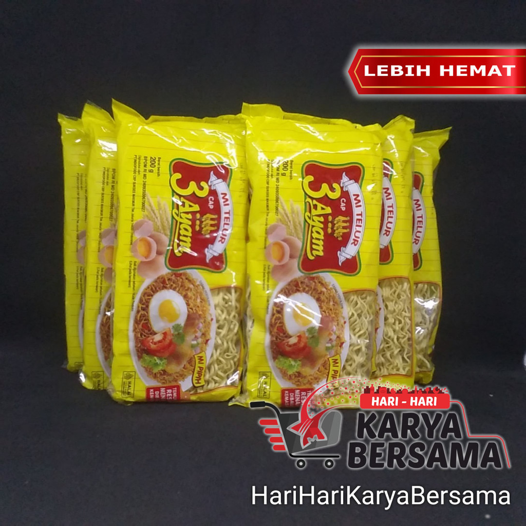 

MAKANAN MIE INSTAN CAP 3 AYAM MI TELUR KUNING PACK 6'S X 200GR