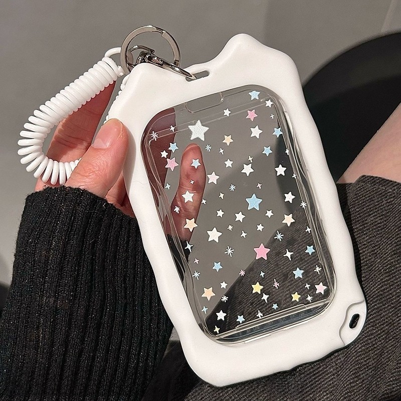 

Transparent Star Card Holder Student Meal Card Protective Case Backpack Pendant Keychain Kpop Idol Photo Storage Hand Bag Chain