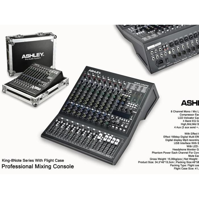 ASHLEY KING 8 NOTE MIXER AUDIO ASHLEY KING 8NOTE ORIGINAL 8 CHANNEL FREE KOPER HARDCASE