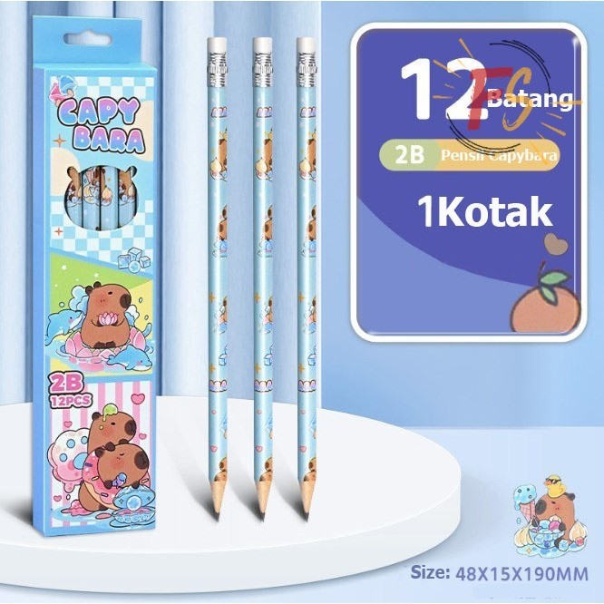 

FS PENSIL KAYU 2B CAPYBARA 1 BOX ISI 12pcs PENSIL CAPYBARA 2B LUCU UNIK 1 LUSIN