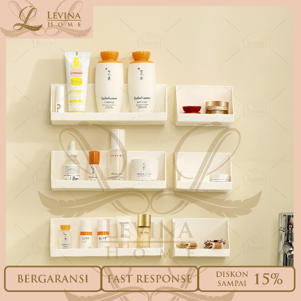 Tempat Kosmetik Gantung Rak Skincare Dinding Tempel Minimalis Aesthetic Multifungsi – Levina Home