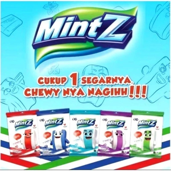 

OLO49 Mintz Permen Chewy Mint Soft Candy 103.5 /110GR - Peppermint /Grapemint/Doublemint /Cherrymint/24 pcs