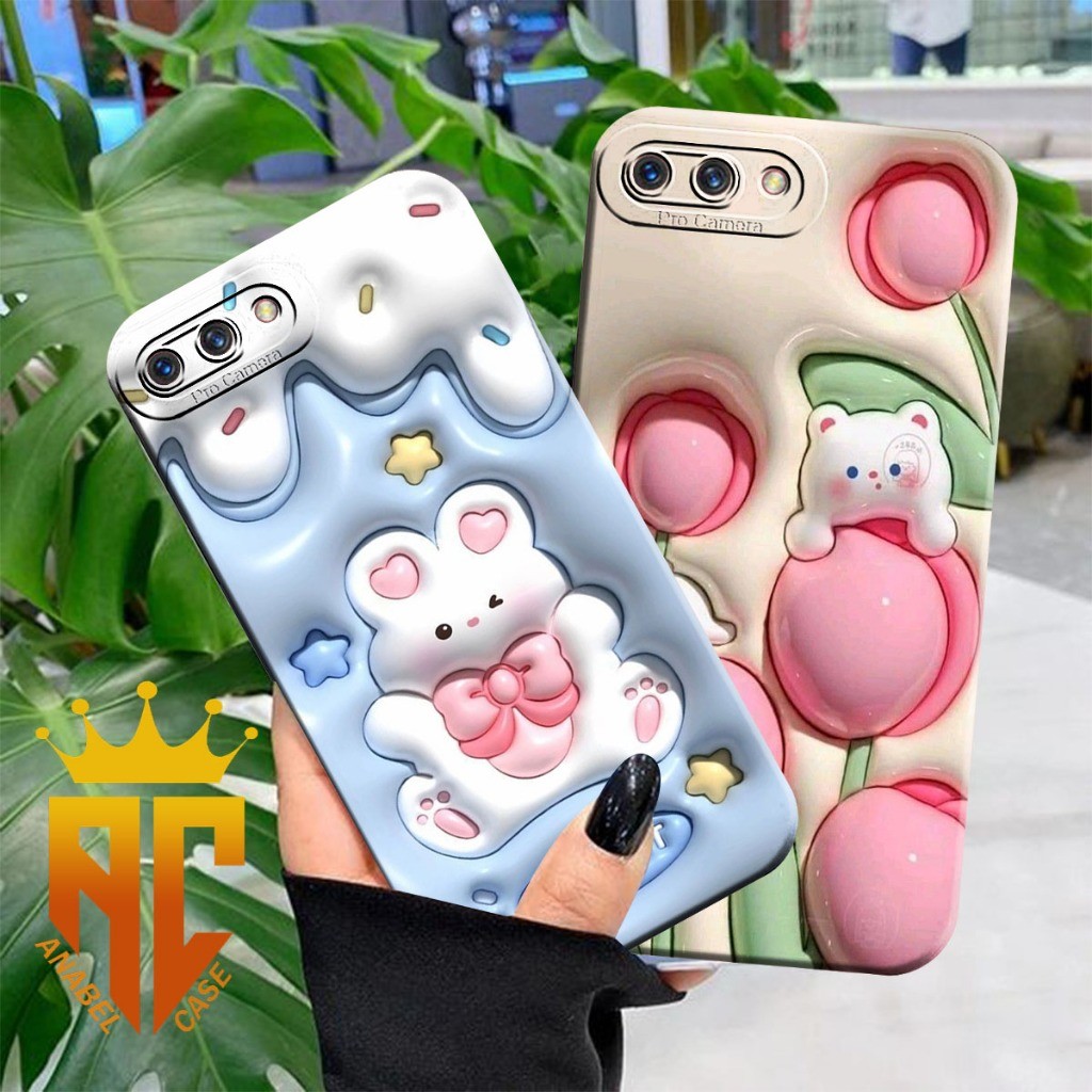 CASE OPPO A3S/ REALME C1/ OPPO F1S/ OPPO A59 Motif Timbul Bear Bunga Cantik unik - Case Timbul - Cas