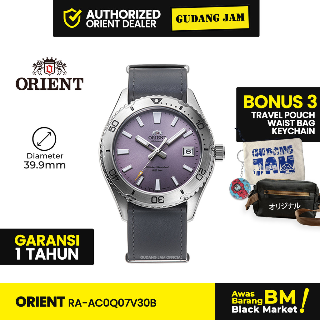 Orient Jam Tangan Pria RA-AC0Q07V30B Mako Automatic Mechanical Display Date Kulit