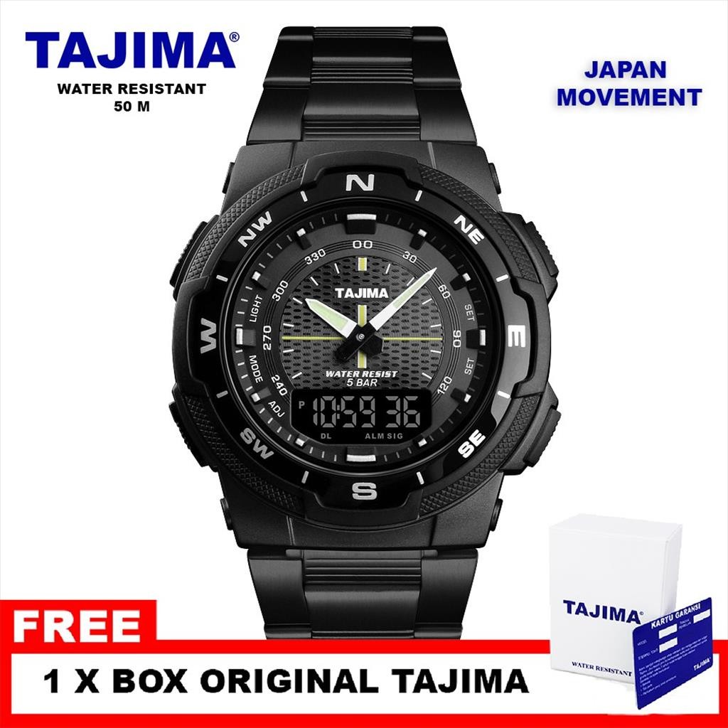 Jam tangan Tajima Analog Digital Stainless Steel TS 9730 Tahan Air 30 Meter (tajima.indonesia.watch.
