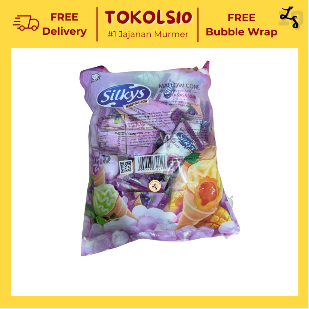 

[1 PAK ISI 20 pcs] Silkys Mallow Cone Marshmallow Bentuk Cone Aneka Buah 20x4.6gr