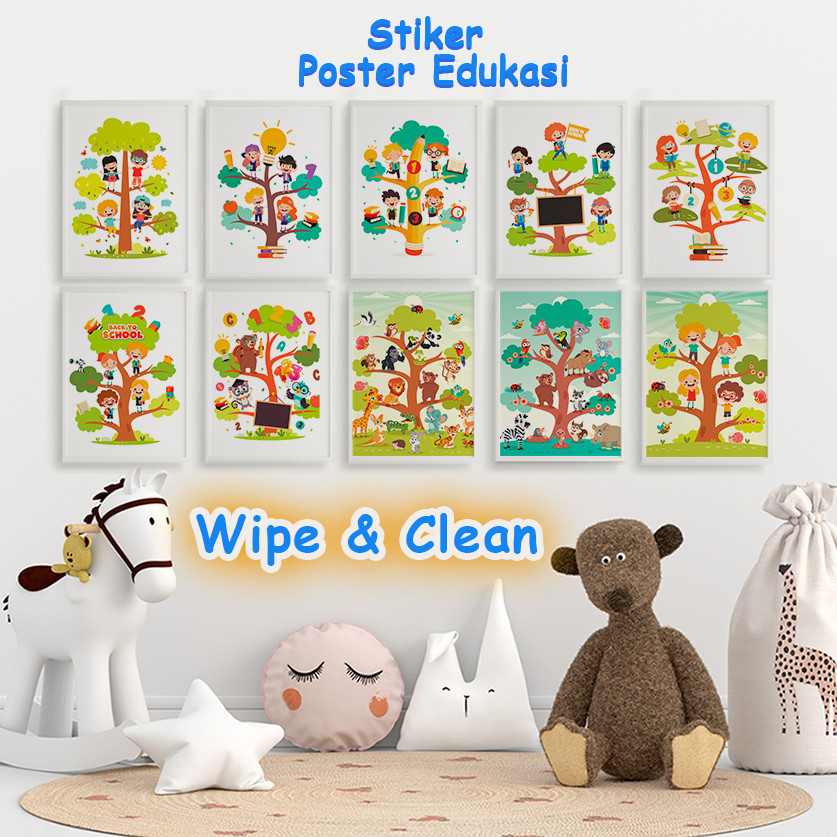 Stiker Poster Dinding Gambar Animasi Edukasi Anak