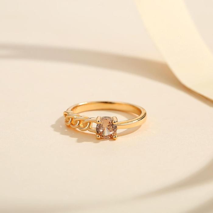 TERBARU LM221 Cincin Wanita Titanium Rings Wanita Indah dan Elegan Aksesoris Fashion - LM221-Emas, S