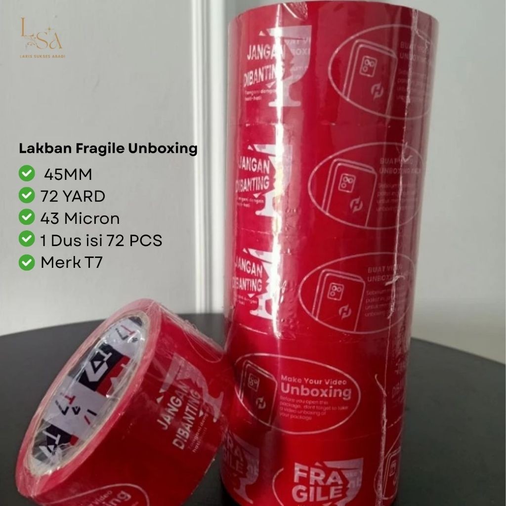 

1 DUS Lakban Fragile Unboxing 45MM 72 yard 43 Micron Isi 72 PCS