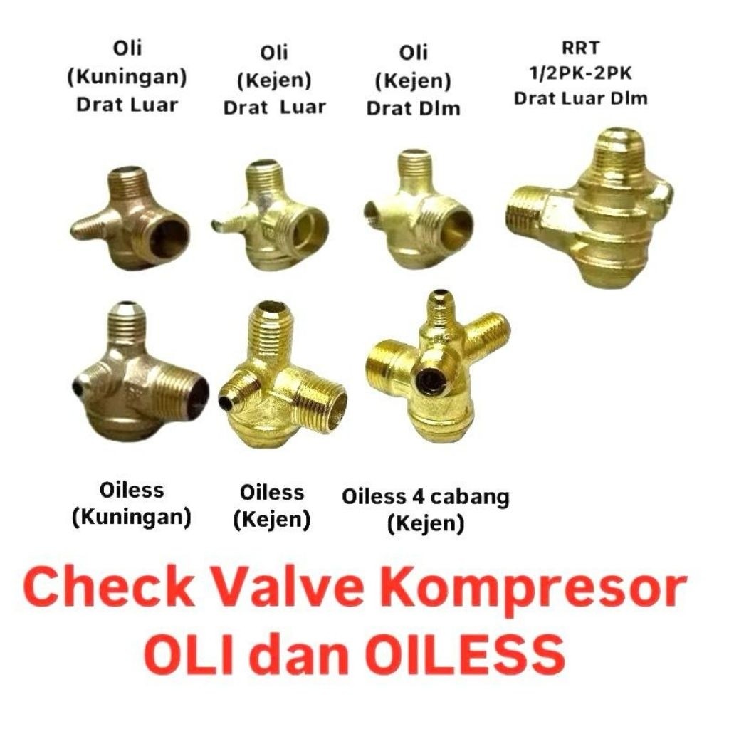 Check Valve Kuningan 3 Way 1 Way Nepel Cabang 3 Kompresor -  Sparepart Kompresor