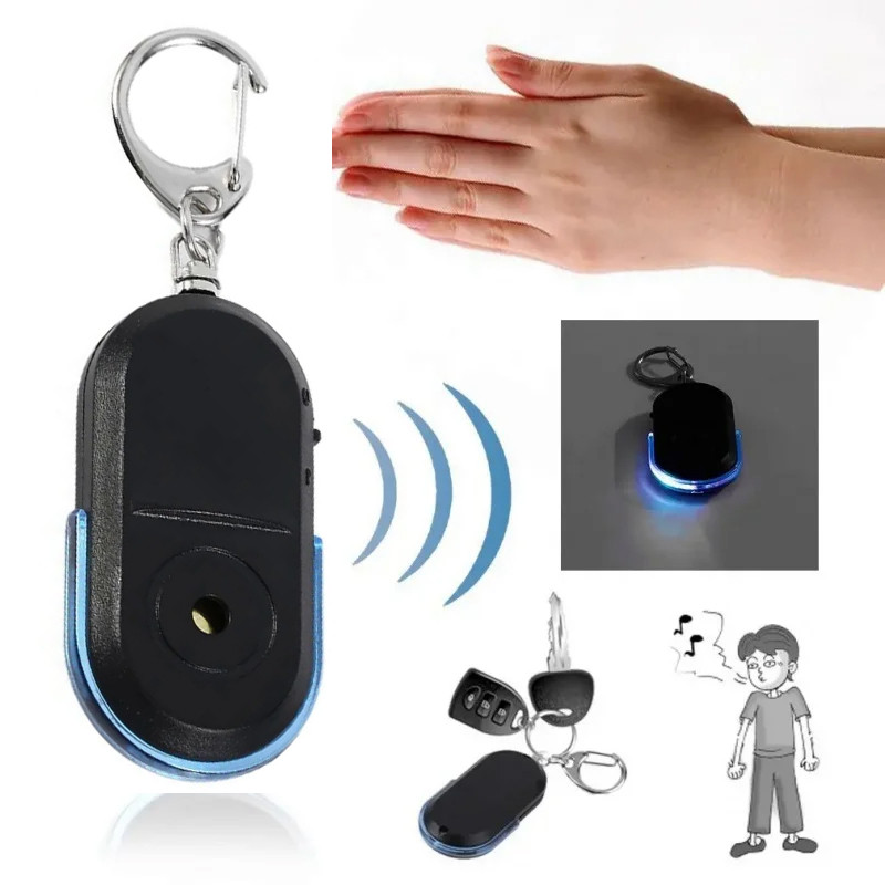 Smart Find Locator Anti-Lost Key Finder Keychain Whistle Beep Sound Control LED Torch Portable Car K