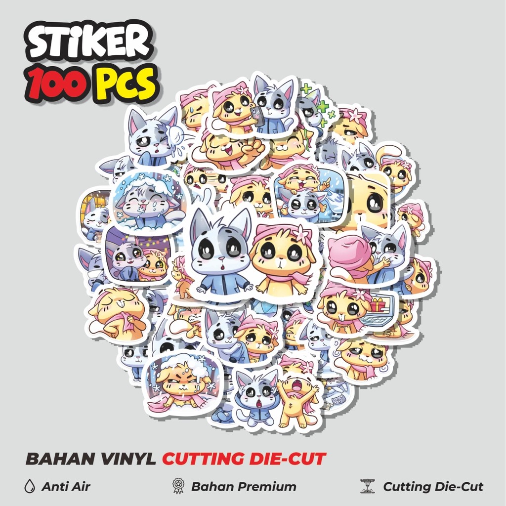 

Terbaru! 50 pcs Stiker Funny Character Winter Cat Couple Dekorasi Lucu Kreatif untuk Notebook, Skateboard, HP