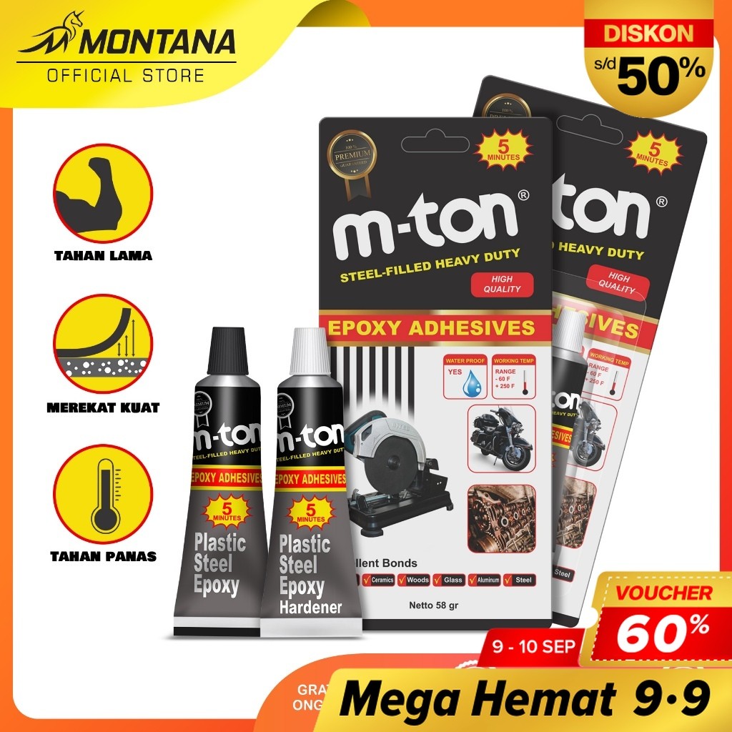 

MONTANA M-TON Lem Besi 58gr Plastic Steel Epoxy Adhesives Perekat Serbaguna Waterproof Tahan Lama