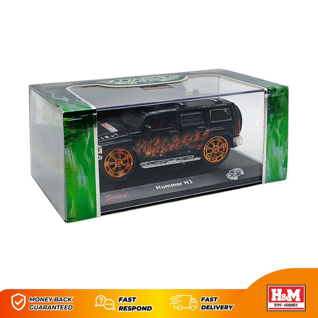 Saico 1/43 Hummer H3 Hitam - Kemasan Acrilic