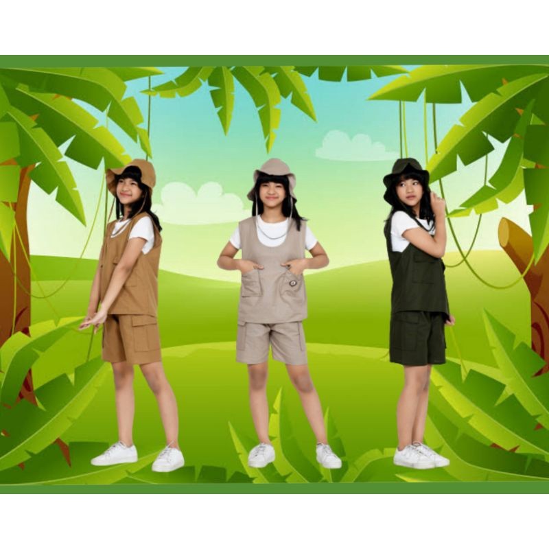 TARIMARSHOP Baju Safari 7-11 Tahun / Baju Zoo Keeper / Safari Set