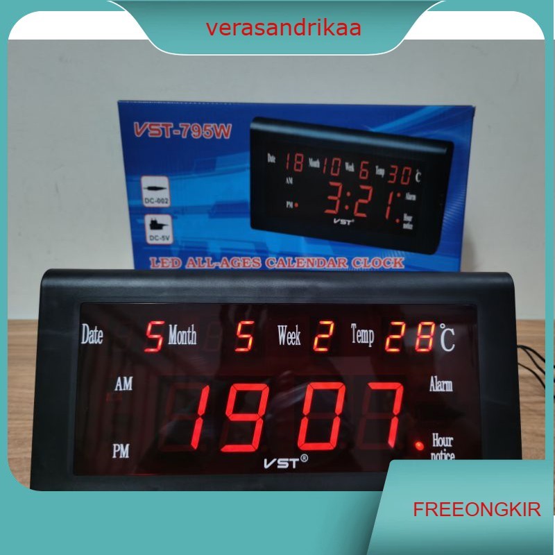 Jam Dinding Digital VST - 795 W / Jam dinding digital 795 (BESAR)