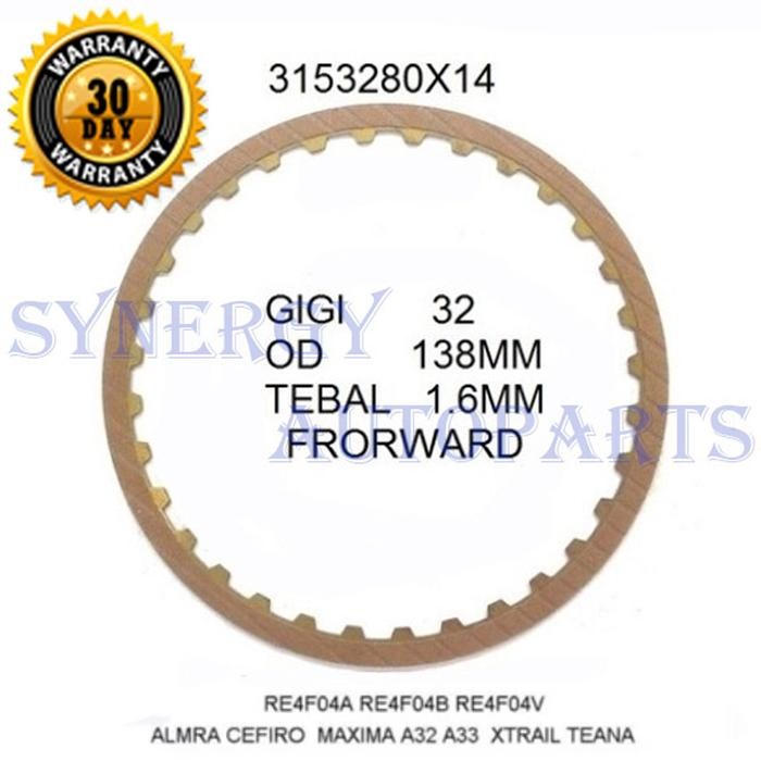 Kampas Kopling Matic Cefiro Xtrail T30 RE4F04A-V 31532-80X16 - 7537