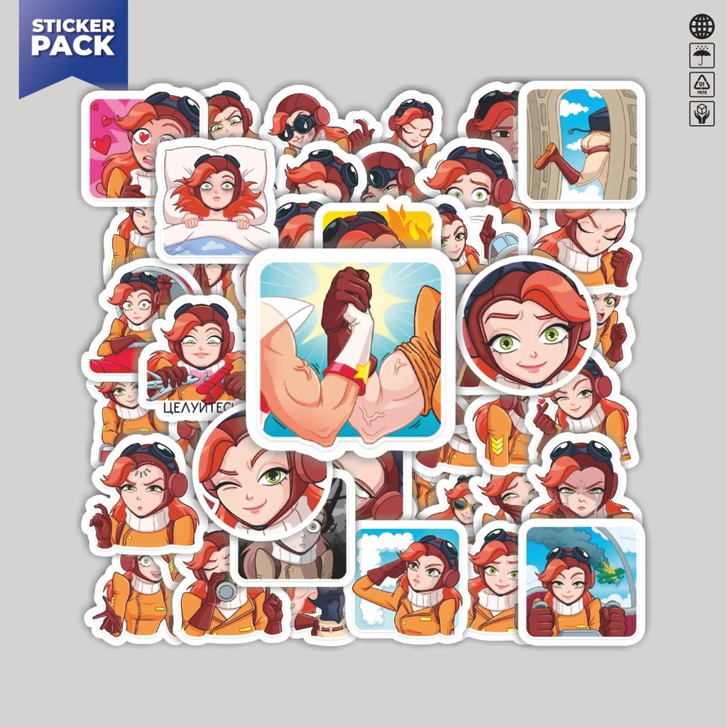 

[100PCS]Stiker Pack Stiker Funny Character Emilie The Pilot Aesthetic Vinyl Anti Air Dekorasi Sticker Laptop Buku Journal Koper Helm Casing HP Gitar Helm Skateboard