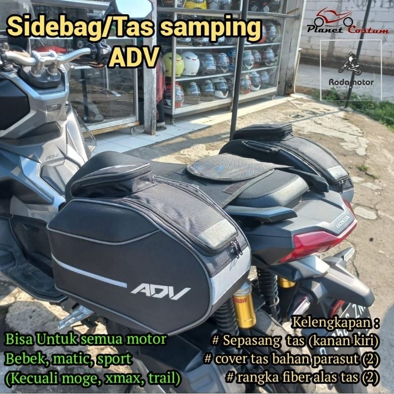 tas motor ADV original tas motor samping mudik touring harian sidebag jas hujan goggle free cover ta
