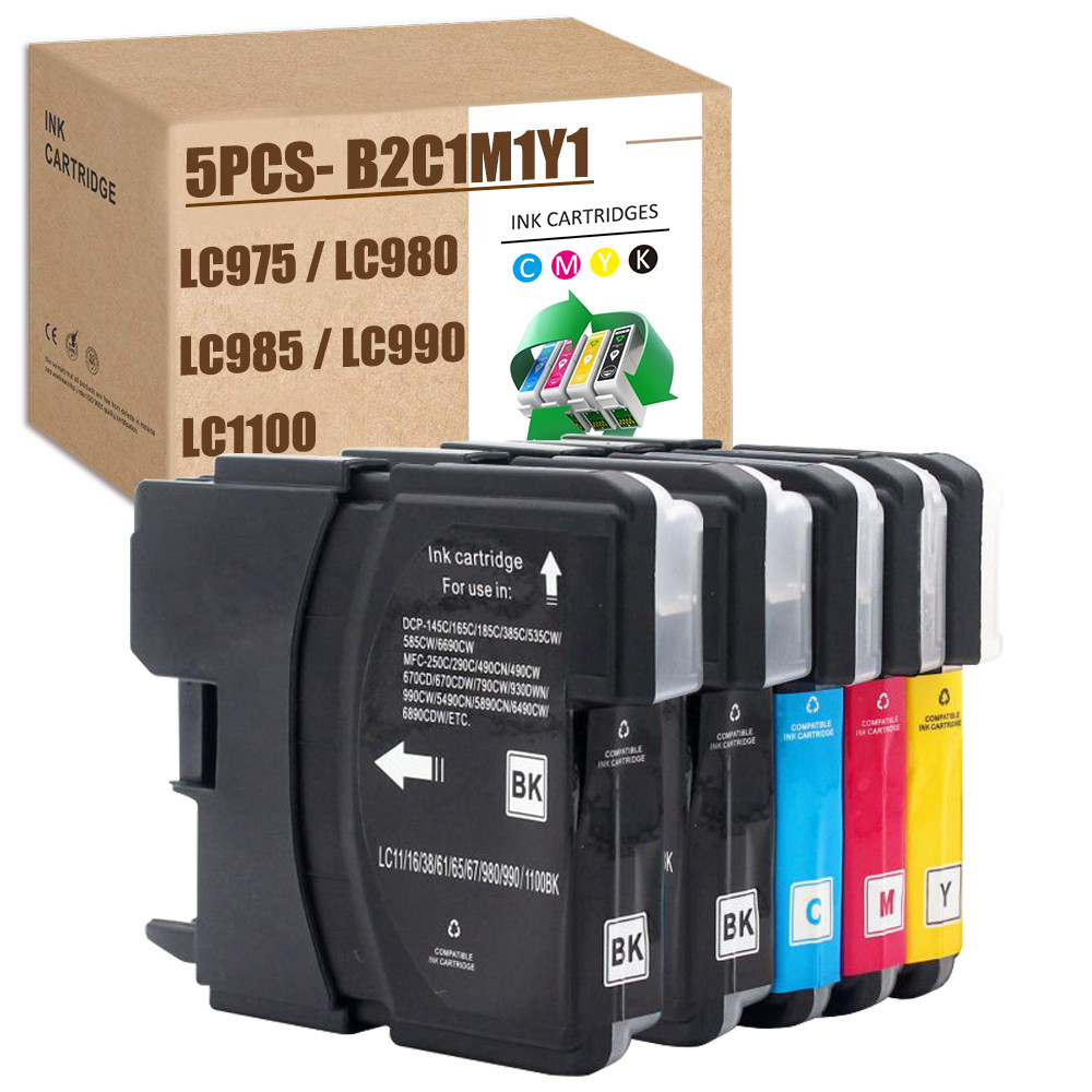 LC980 LC1100 LC1100BK LC1100C LC1100M LC1100Y for Brother DCP-J140W/145C/165C/185C/195C/197C/365CN/3